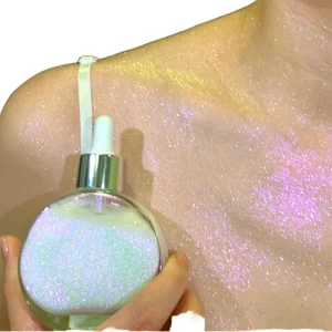 Private Label Makeup Body Shimmer Oil Long Lasting Liquid Highlighter Brightening Sexy Glow Glitter Highlighter Makeup