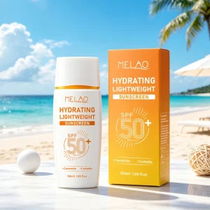 Private Label Mineral Sunscreen SPF50 Broad Spectrum Water Based Lightweight Hydrating Non Greasy No White Cast Face Body