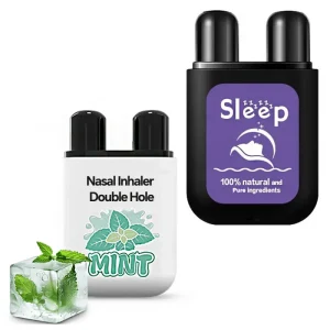 Private Label Mint Aroma Natural Essence Sweet Sleep Refreshing Energy Relax Nasal Suction Double Hole Nasal Inhaler