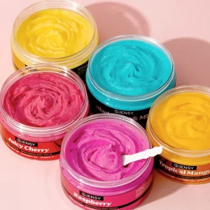 Private Label Natural Nourishing Whitening Exfoliating Vegan Organic Cherry Mango Shea Butter Mint Fruit Body Scrub