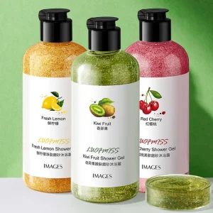 Private Label Natural Organic Body Wash Scrub Lemon Fruit Flavor Lightening Shower Gel