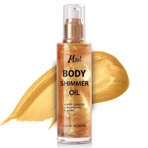 Private Label Natural Shimmer Body Oil Summer Non Sticky Body Glitter Oil for Skin Luminizer and Illuminator Smooth