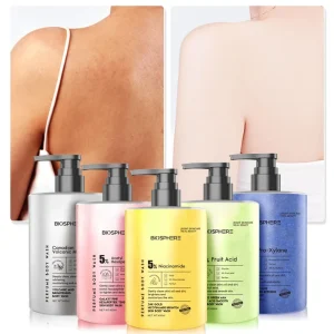Private Label OEM Deep Lightening Exfoliating Moisturizing Bath Skin Care Perfume Bodi Wash Set Whitening Body Shower Gel