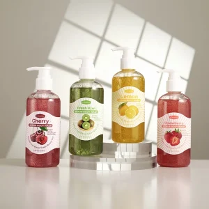 Private Label OEM Natural Gel Lighteningwhitening Whitening Body Wash Deep Cleansing Exfoliating Shower Scrub