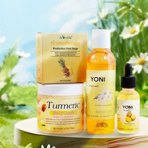 Private Label Organic Feminine Vagina Care Yoni Wash Gel and Soap with Low Price Turmeric Body Scrub Yoni Care Kit