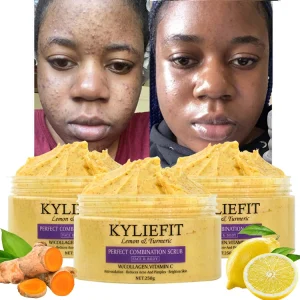 Private Label Organic Lemon&turmeric Face Vitamin c Anti oxidation Removal Pimples Moisturizing Brightening Turmeric Body Scrub