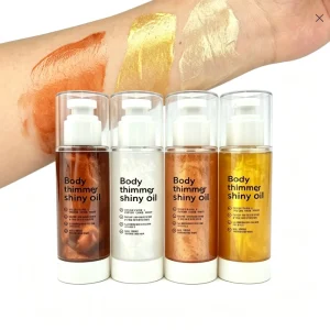 Private Label Organic Shimmering Body Oil Skincare Tanning Liquid Illuminator Makeup with Glowing Effect
