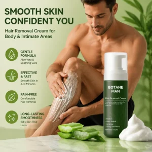 Private Label Painless Hair Removal Cream for Men and Women Fresh Scent Organic Aloe Vera Fast Acting Permanent Depilatory Cream