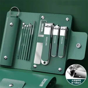 Private Label Personal Care Luxury Manicure Set Nail Clipper Set Stainless Steel Nail Care Tools Grooming Kit with PU Bag