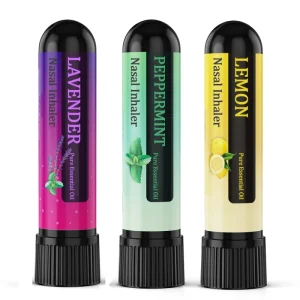 Private Label Premium Quality Nasal Inhaler Natural Nose Inhaler Tube with Lavender Lemon Mint for Congestion Relaxing Breath