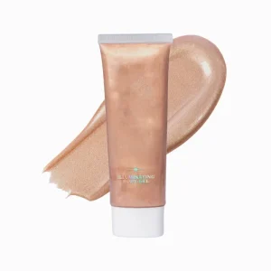 Private Label Rose Gold Illuminating Body Luminizer Gel Lotion Shimmer Bronzer Moisturizing Sparkle Highlighter Primer Oil