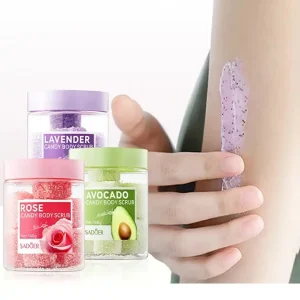 Private Label SADOER Lavender Avocado Rose Bath Cleansing Whitening Exfoliating Body Scrub