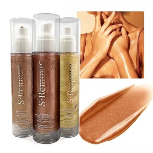 Private Label SPF 50 Sweat Water Resistant Sunscreen UV Protection Body Glow Oil Sheer Amber Gold Shimmer Glowing Oil