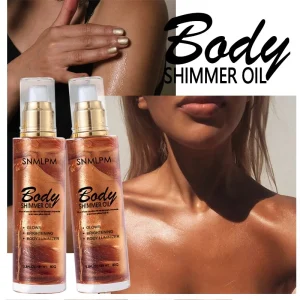 Private Label Shimmer Body Oil Face Brightening Glow Pearl Highlighter Illuminator Nourishing Silicone Free Body