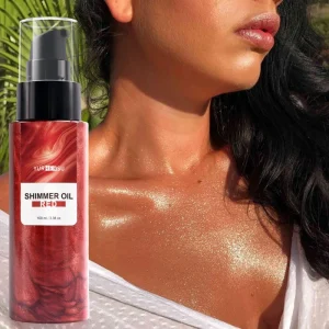 Private Label Shimmer Body Oil Fine Pearlescent Glow Hydrating Lightweight Formula Body Long Lasting Natural Radiance