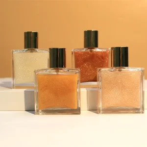 Private Label Shiny Moisturizing Liquid Spray Highlighter Glitter Makeup Natural Organic Body Shimmer Oil