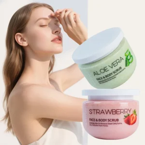 Private Label Skin Care Face Body Aloe Vera Avocado Strawberry Coffee Fruity Exfoliating Whitening Body Scrub