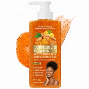 Private Label Turmeric Vitamin C Body Scrub Wash Brightening Glowing Skin Smoothing Hydrating Soothing Body Scrub Wash