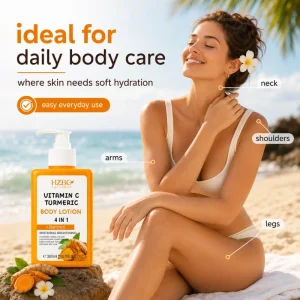 Private Label Turmeric & Vitamin C Brightening Body Cream Lotion Evens Skin Tone Fades Dark Spots Hydrating & Firming