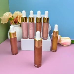 Private Label Vegan 7 Color Bronzer Rose Gold Makeup Face Body Highlighter Waterproof Glow Oil Body Shimmer Liquid Highlighter