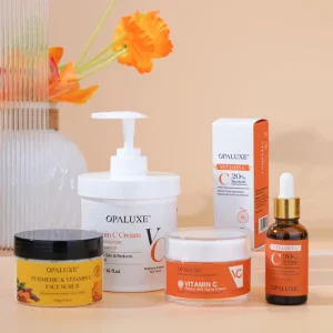 Private Label Vitamin C Face Facial Skincare Cream Serum Face Scrub and Body Lotion Brightening Skin Care Set for Women