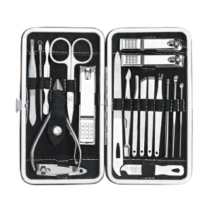 Professional 19pcs Nail Care Tool Kit for Personal Care Men and Women’s Manicure Pedicure Set with Luxurious Travel Case