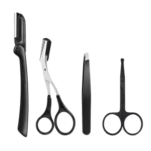 Professional 4 Piece Disposable Stainless Steel Eyebrow Tweezers Set Skin Friendly Water Resistant Makeup Tools