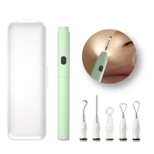 Professional 5 in 1 Pimple Popper Blackhead Tools Kit Electric Face Acne Removal Needle Comedone Extraction Tool with LED Light