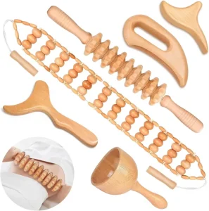 Professional Anti Cellulite Maderotherapy Body Lymphatic Drainage Wood Therapy Massage Tool Kit for Back Neck Face