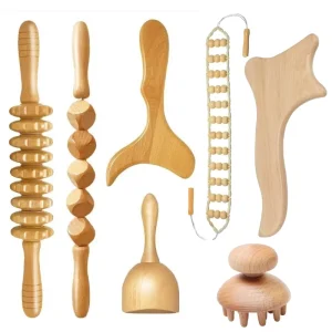 Professional Anti Cellulite Maderotherapy Body Lymphatic Drainage Wood Therapy Massage Tool Kit for Back Neck Face