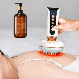 Professional Electric Herbal Massage Brush Set with Mugwort Ginger Oil Vacuum Technology Complete Body Scraping Therapy Kit