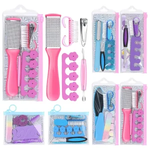 Professional Manicure Pedicure Kit Multi Function Nail Care Tool Set with Nail Buffer File Cuticle Pusher Foot Callus Remover