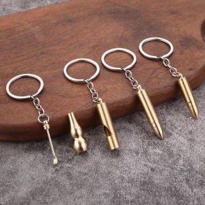 Pure Brass Simulation Bullet Model Earpick Spoon Keychain Brass Bag Small Pendant Whistle Key Chain