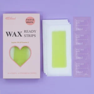 Ready Use Small Sized Yellow Hair Removal Wax Strips for Facial Bikini Areas Sensitive Skin Type Includes Post Wax Oil