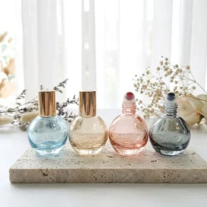 Ready to Ship 10ml Round Glass Crystal Roller Bottle Bulb Shaped with Gemstone Roller for Perfume Oils