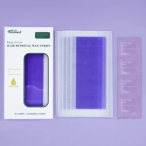 Ready to Use Dark Purple Wax Strips for Body Hair Removal Includes Post Wax Oil Wipes for Normal Skin Men Women