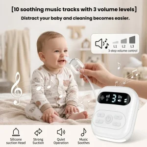 Rechargeable Baby Electric Nasal Aspirator Medical Grade Silicone Tips Portable Snot Sucker with Digital Display
