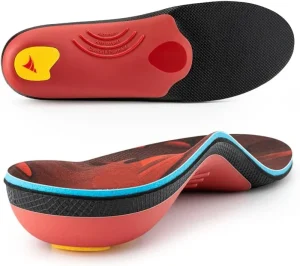 Red Heavy Duty 220+ Lbs Pain Relief High Arched Support Orthotic Insoles for Men Women Flat Feet PU Material Shock Absorption