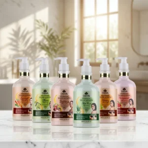 Red Pomegranate and Olive Oil and Carrot and Aloe Vera and Honey and Batanah Body Lotion Set 100% Natural 24h Moisturizing Dry Skin Care