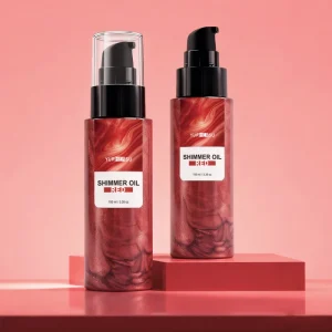 Red Shimmer Body Highlighter Oil Moisturizing and Long-wearing Body Care Oil Full-body Illuminating Glitter Body Highlighter Oil