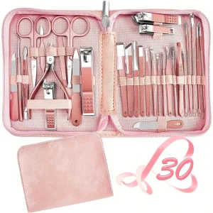 Rose Gold Personal Care Set 30 Pieces Toe Nail Clipper Set for At-Home Salon Services Manicure Pedicure Tools