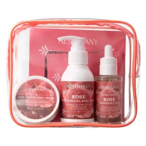 Rose Nourishing Body Care Gift Set 3pcs Hydrating Moisturizing Lotion Scrub Shower Gel OEM Skincare Kit