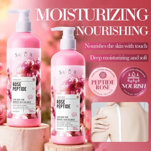 Rose Peptide Brightening Body Lotion Moisturizing Even Tone Smooth Non Greasy Long Lasting Fragrance