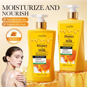 SADOER Home Natural Long lasting Moisturizing Nourishing Delicate Whitening Body Lotion Rejuvenates Dry Skin Milk Honey