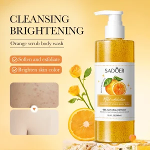 SADOER Natural Vegan Bath Lotion Moisturizing Perfumed Body Wash with Orange Extract Whitening Feature Shower Gel