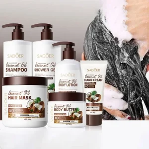 SADOER Private Label Coconut Essence Body Wash Skin Care Lotion Balancing Whitening Moisturizing Skin Care Set