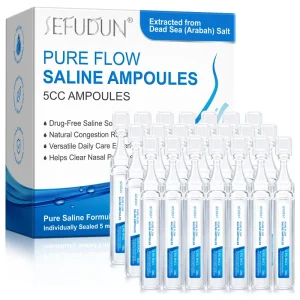 SEFUDUN Nose Care 21 Vials Drug Free Saline Solution Clear Nasal Passages Pure Flow Saline Ampoules for Congestion Relief