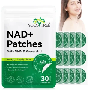 SOLOTREE NAD+ Round Body Patches 30 Pieces with Resveratrol for Anti Aging Supports Cellular Repair & Brightens Dull Skin