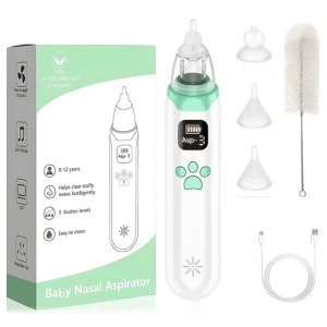 Safe Gentle Baby Nasal Aspirator Electric 3 Adjustable Suction Strengths Built in Music Rechargeable Nose Cleaner
