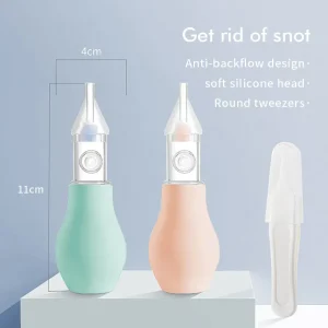 Safety Natural Waterproof Easy to Clean Baby Health Care Manual Soft Silicone Baby Nose Cleaner Nasal Aspirator